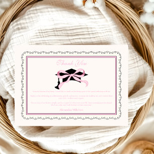 Cute Pink Coquette  Bow Graduation Thank You Card