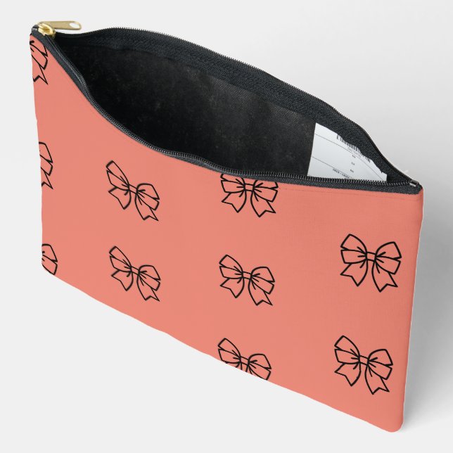 ​Cute Pink Coquette Bow Pattern Pencil Pouch Case (Open)