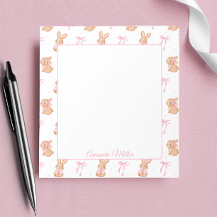 Cute Pink Coquette Bows  Bunnies Personalized Name Notepad
