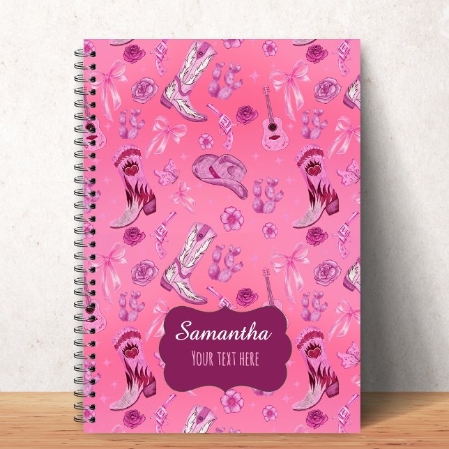 Cute pink Coquette country girl aesthetic pattern Notebook (Creator Uploaded)
