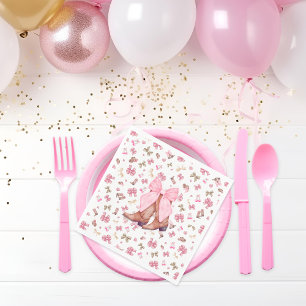 Cute Pink Coquette Cowgirl Boots and Bow Napkin