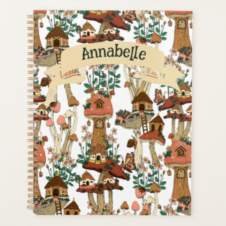 Cute Pink Cottagecore Floral Mushroom Pattern 2024 Planner