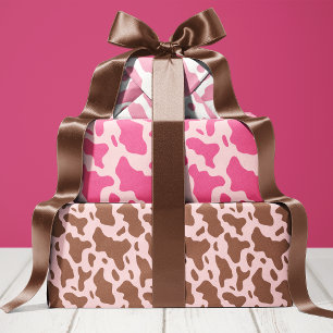 Cute Pink Cow Print Country Wrapping Paper Sheet
