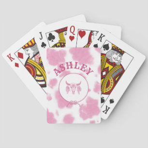 Cute Pink Cow Print Western Rodeo Custom Playing Cards