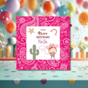 Cute Pink Cowirl Child's Birthday Card