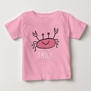 Cute Pink Crab Sea Animal Baby Girl Name Baby T-Shirt