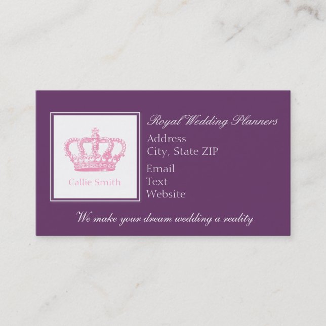 Cute Pink Crown Appointment Card (Front)