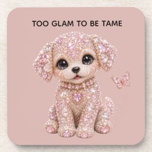 Cute Pink Crystal Puppy Coaster