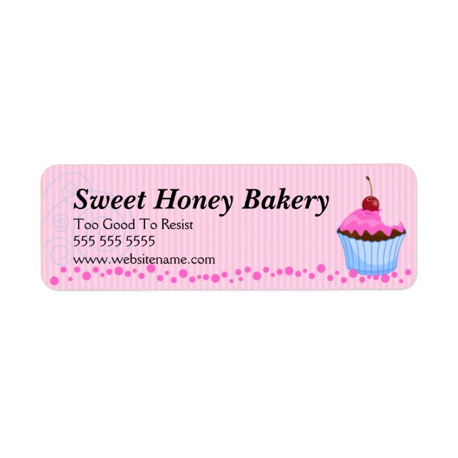 Cute Pink Cupcake Bakery Labels (Front)