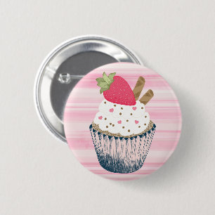 Cute Pink Cupcake Button Pin For Her