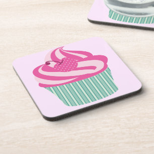 Cute Pink Cupcake Pastel Pink Coaster