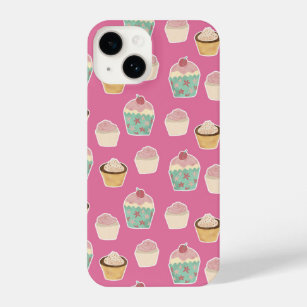 Cute pink cupcake pattern iPhone 14 case