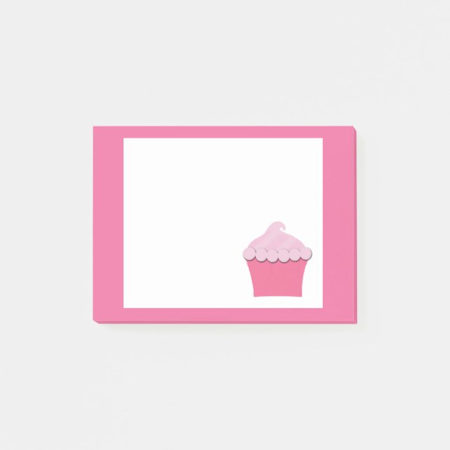 Cute Pink Cupcake, Personalised Post it Notes (Front)