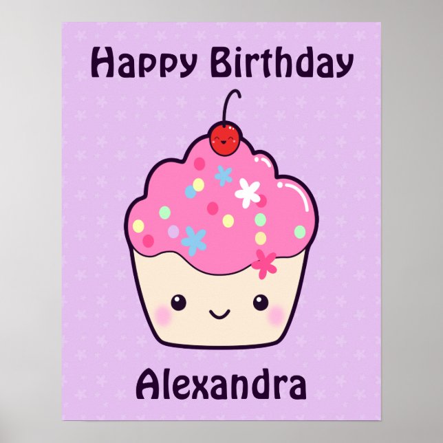 Cute Pink Cupcake Poster (Front)