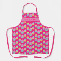 Cute pink cupcake print custom name kitchen baking