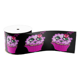 Cute Pink Cupcake Ribbon (Narrow, Custom) Grosgrain Ribbon