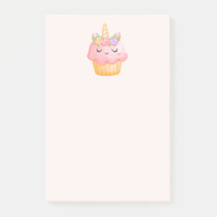 Cute Pink Cupcake Unicorn with Roses Post-it Notes