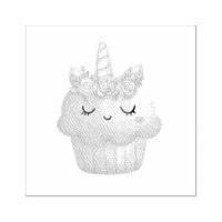 Cute Pink Cupcake Unicorn with Roses