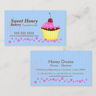 Cute Pink Cupcake with Cherry Business Card