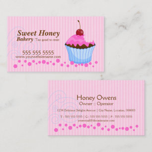 Cute Pink Cupcake with Cherry Business Card
