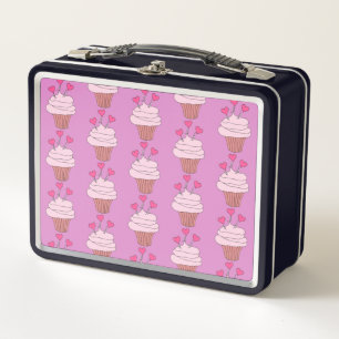 Cute Pink Cupcakes Metal Lunch Box
