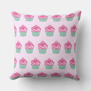 Cute Pink Cupcakes Pattern Pastel Pink Cushion