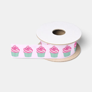 Cute Pink Cupcakes Pattern Pastel Pink Satin Ribbon