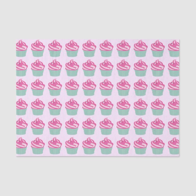 Cute Pink Cupcakes Pattern Tissue Paper (Front)