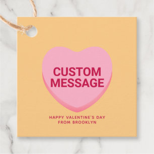 Cute pink custom message conversation heart favour tags