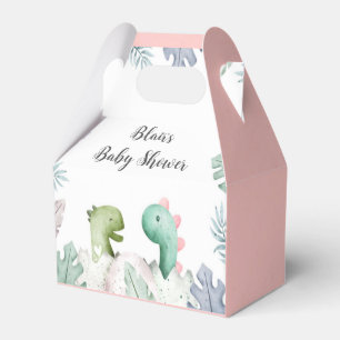 Cute Pink Cute Dinosaurs Baby Shower Favour Box