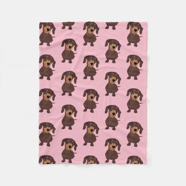 Cute Pink Dachshund Blanket Weiner Sausage Dog (Front)