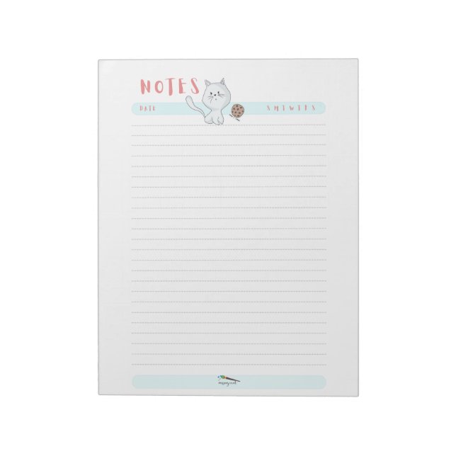 Cute Pink Daily Lined Notes Notespad (Rotated)