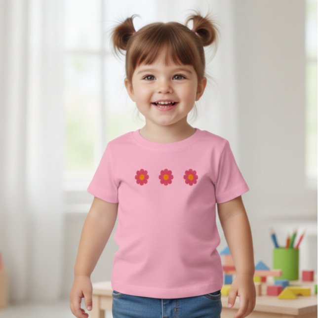 cute pink daisies baby tshirt (Creator Uploaded)