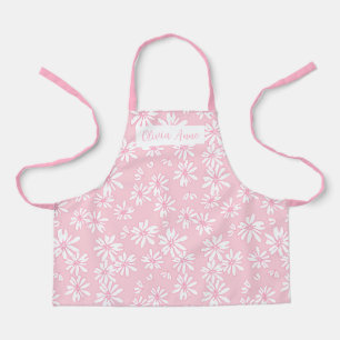 Cute Pink Daisy Floral Girls Apron for kids