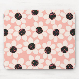 Cute Pink Daisy Flower Pattern Mouse Pad