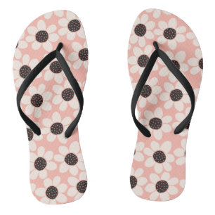 Cute Pink Daisy Flower Pattern Thongs