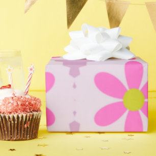 Cute Pink Daisy Flower Pattern Wrapping Paper