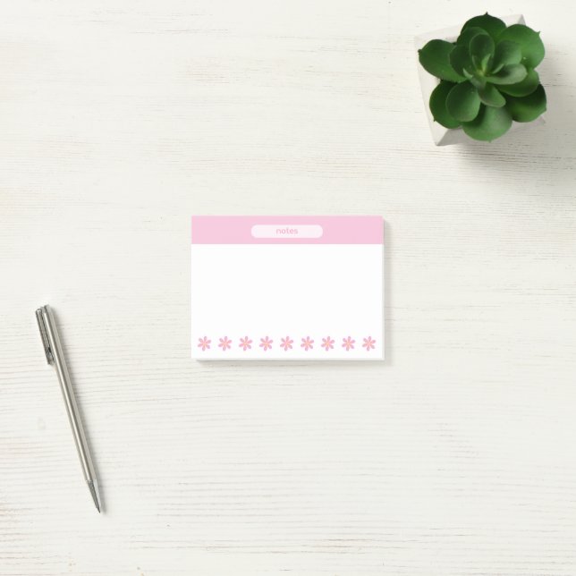 Cute Pink Daisy Pastel Floral Post-it Notes (Office)