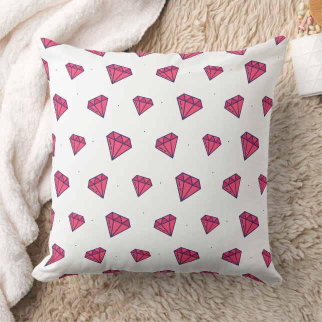 Cute Pink Diamond Gem Pattern Cushion (Blanket)