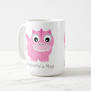 Cute Pink Dino Kawaii Cartoon Coffee Mug