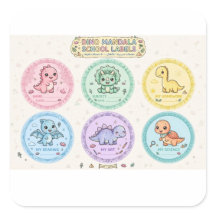 Cute Pink Dino Mandala School Labels |Kindergarten