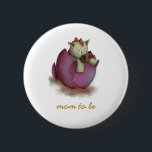 Cute Pink Dinosaur About to Hatch Mum to Be 6 Cm Round Badge<br><div class="desc">Cute pink mum to be dinosaur button for your baby shower party favours. Change the text to the perfect one! Illustrated and designed by Patricia Alvarez.</div>