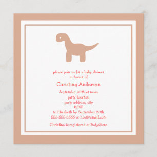 Cute Pink Dinosaur Baby Shower Invitation