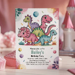 Cute Pink Dinosaur Kids Birthday Party Invitation<br><div class="desc">Celebrate your little girl's big day with this adorable pastel dinosaur birthday invitation! Perfect for toddler and kids' birthday parties, this design features cute pink and purple dinosaurs, cheerful confetti, and fun party vibes — all in soft, girly colours. Whether your child is turning 3, 4, 5 or more, this...</div>