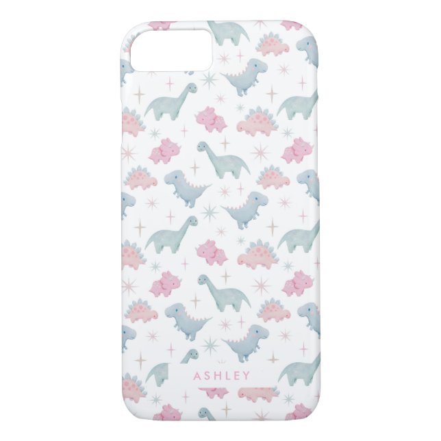 Cute Pink Dinosaur Pattern Girls Case-Mate iPhone Case (Back)