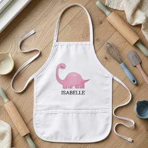 Cute Pink Dinosaur Personalised Kids Apron