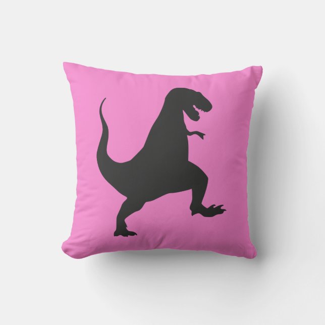 Cute Pink Dinosaur Tyrannosaurus rex Jurassic Cushion (Front)
