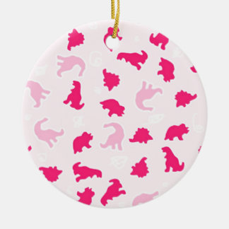 Cute pink dinosaurs ceramic ornament