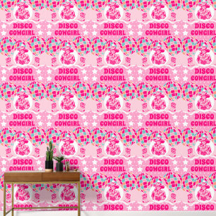 Cute Pink Disco Cowgirl Pattern Wallpaper