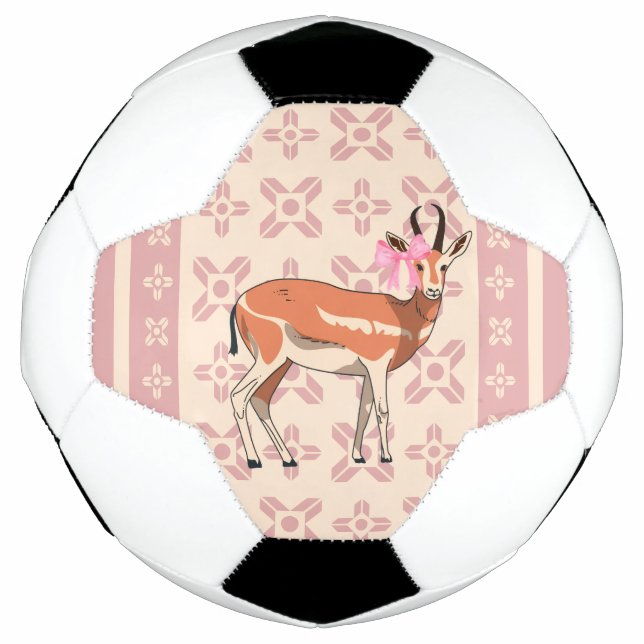 Cute Pink Doe-patterned Christmas  Soccer Ball (Front)